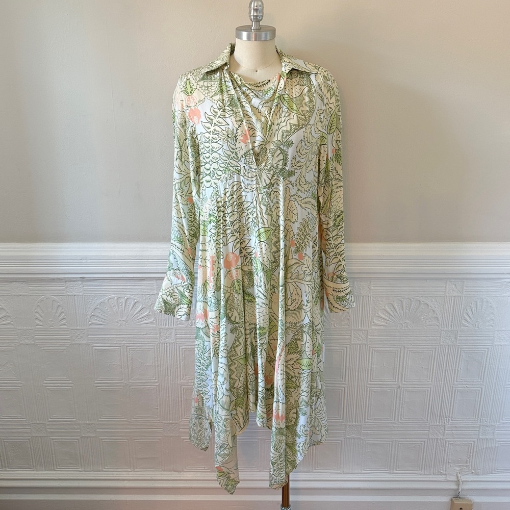 JW Anderson Resort ‘21 Floral Boxy Midi Dress, Kerchief Neckline, Size S